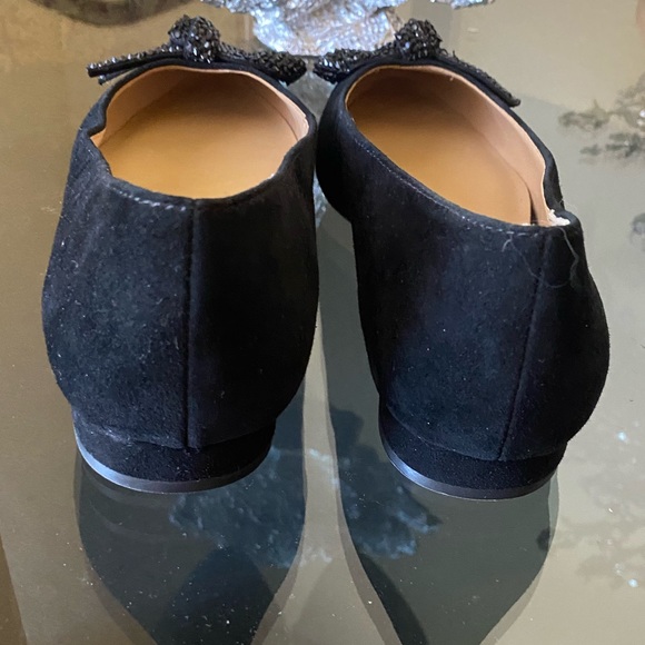 Talbots Black Suede Flats With bow Embellishments - Picture 4 of 14